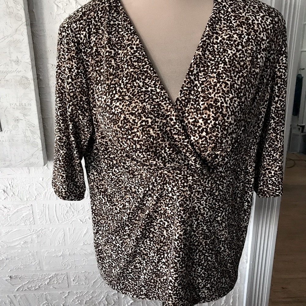 Sz XL Surplice Animal Print Strerch Top by George Stretch